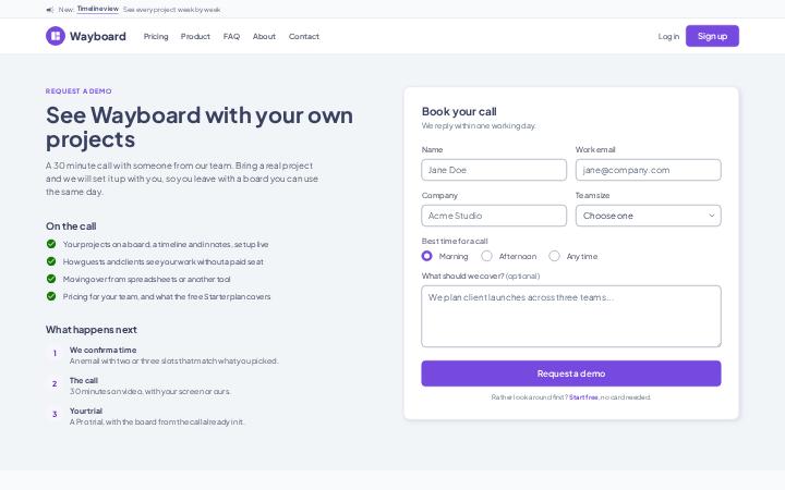 Wayboard, Request a Demo