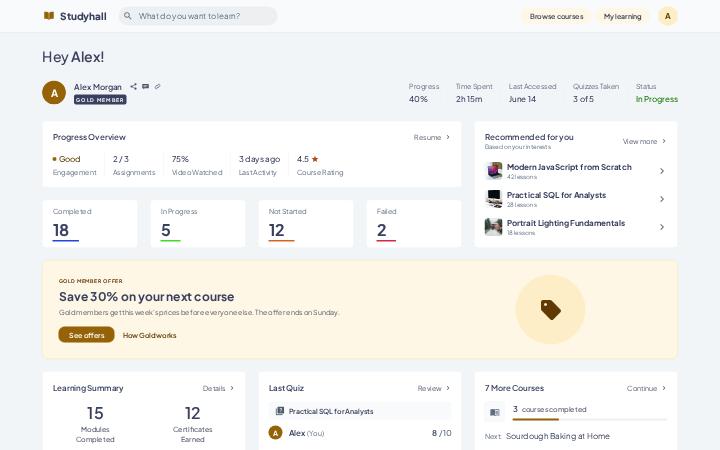 Studyhall, Top bar · Search layout