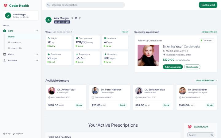 Cedar Health, Sidebar · Page tree layout