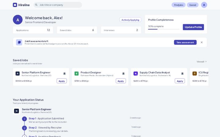 Hireline, Top bar · Search layout