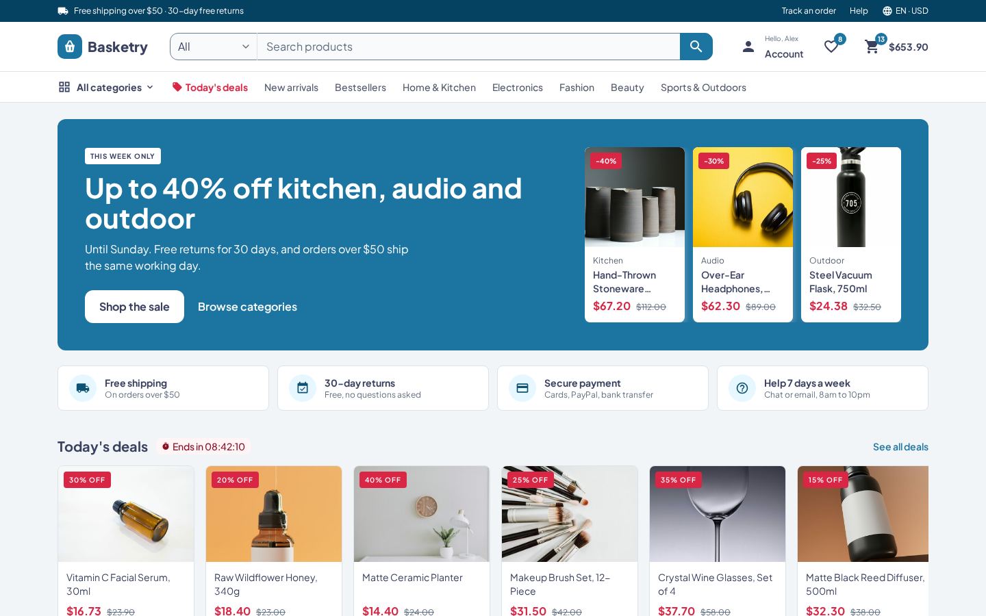 Ecommerce demo homepage